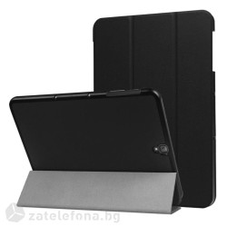 Кожен калъф със сгъващ се капак за Samsung Galaxy Tab S3, 9.7 инча - черен
