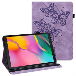 Кожен калъф с пеперуди за Samsung Galaxy Tab S6 Lite - лилав