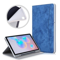 Кожен калъф за Samsung Galaxy Tab S6 Lite - син