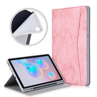 Кожен калъф за Samsung Galaxy Tab S6 Lite - светло розов