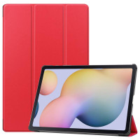 Кожен калъф със сгъващ се капак за Samsung Galaxy Tab S7 FE/S7+/S8+ 12.4 - червен