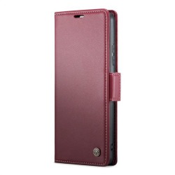 Кожен калъф страничен flip марка CASEME за Xiaomi 14 Ultra &ndash; винено червен