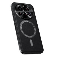 Силиконов гръб с покритие от кожа за Xiaomi 15 Ultra - черен