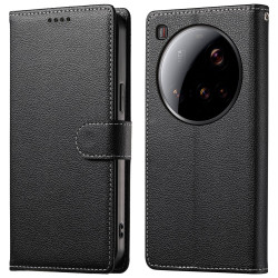 Кожен калъф тип портмоне за Xiaomi 15 Ultra - черен
