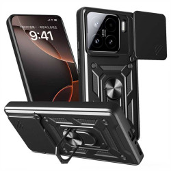 Хибриден гръб със стойка и слайдър за камера за Xiaomi 15 - черен
