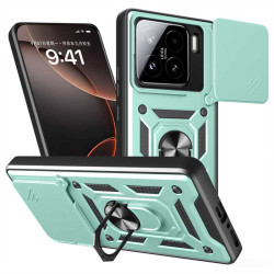 Хибриден гръб със стойка и слайдър за камера за Xiaomi 15 - зелен