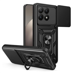 Хибриден гръб със стойка и слайдър за камера за Xiaomi 15T - черен