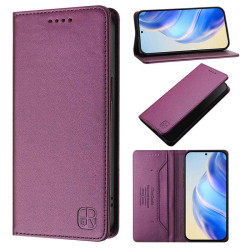 Кожен калъф страничен flip марка RINACASIS за Xiaomi 15T – лилав