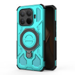 Хибриден гръб с кръгла метална стойка за Xiaomi 15T Pro  - син - 0