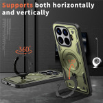 Хибриден гръб с кръгла метална стойка за Xiaomi 15T Pro  - тъмно зелен - 3