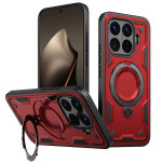 Хибриден гръб с кръгла метална стойка за Xiaomi 15T Pro  - червен