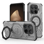 Хибриден гръб с кръгла метална стойка за Xiaomi 15T Pro - тъмно сив - 1