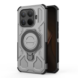 Хибриден гръб с кръгла метална стойка за Xiaomi 15T Pro - тъмно сив
