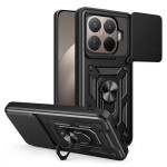 Хибриден гръб със стойка и слайдър за камера за Xiaomi 15T Pro - черен