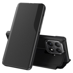 Тънък кожен калъф тип портмоне с прозорче за Xiaomi 15T Pro  – черен
