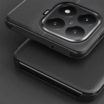 Тънък кожен калъф тип портмоне с прозорче за Xiaomi 15T Pro – черен - 0 Тънък кожен калъф тип портмоне с прозорче за Xiaomi 15T Pro – черен - 0
