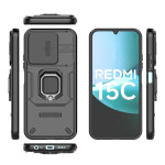 Хибриден гръб със стойка и слайдър за камера за Xiaomi Redmi 15C 4G/5G ( 173.2мм) - черен - 2