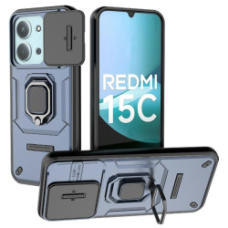 Хибриден гръб със стойка и слайдър за камера за Xiaomi Redmi 15C 4G/5G ( 173.2мм) - тъмно син