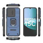 Хибриден гръб със стойка и слайдър за камера за Xiaomi Redmi 15C 4G/5G ( 173.2мм) - тъмно син - 2