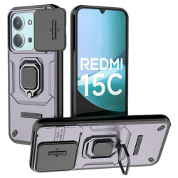 Хибриден гръб със стойка и слайдър за камера за Xiaomi Redmi 15C 4G/5G ( 173.2мм) - тъмно лилав