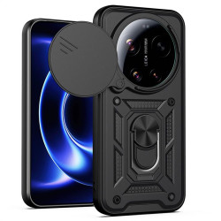 Хибриден гръб със стойка и слайдър за камера за Xiaomi 17 Ultra - черен