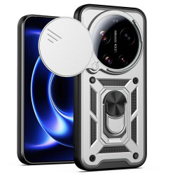 Хибриден гръб със стойка и слайдър за камера за Xiaomi 17 Ultra - бял