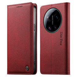 Калъф тип портмоне марка DIERFENG за Xiaomi 17 Ultra - червен