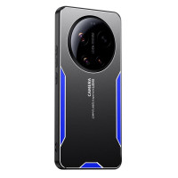 Алуминиев гръб за Xiaomi 17 Ultra - черен със синя рамка