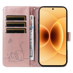 Кожен калъф тип портмоне с котка и глухарче за Xiaomi 17 - розов - 0 Кожен калъф тип портмоне с котка и глухарче за Xiaomi 17 - розов - 0