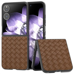 Пластмасов гръб с покритие от кожа за Xiaomi MIX Flip - кафяв
