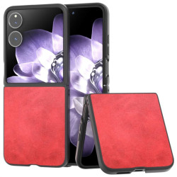 Пластмасов гръб с покритие от кожа за Xiaomi MIX Flip - червен
