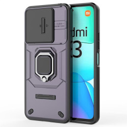 Хибриден гръб със стойка и слайдер за камера за Xiaomi Redmi 13 - тъмно лилав
