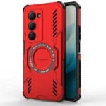 Хибриден гръб с кръгла метална стойка за Xiaomi Redmi 15 4G - червен