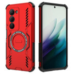 Хибриден гръб с кръгла метална стойка за Xiaomi Redmi 15 4G - червен - 2