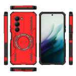 Хибриден гръб с кръгла метална стойка за Xiaomi Redmi 15 4G - червен - 1