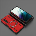 Хибриден гръб с кръгла метална стойка за Xiaomi Redmi 15 4G - червен - 0