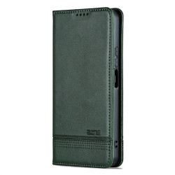 Кожен калъф страничен flip марка AZNS за Xiaomi Redmi 15 4G – тъмно зелен