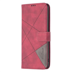 Кожен калъф тип портмоне марка BINFEN COLOR за Xiaomi Redmi A5 - червен със сив триъгълник
