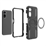 Хибриден гръб с кръгла метална стойка MAGSAFE за Xiaomi Redmi A7 Pro - черен - 2