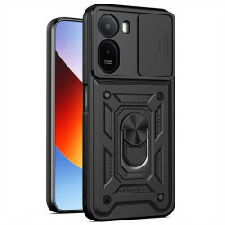 Хибриден гръб със стойка и слайдър за камера за Xiaomi Redmi A7 Pro - черен