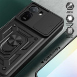 Хибриден гръб със стойка и слайдър за камера за Xiaomi Redmi A7 Pro - черен - 2