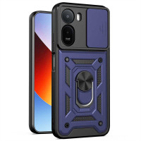 Хибриден гръб със стойка и слайдър за камера за Xiaomi Redmi A7 Pro - тъмно син