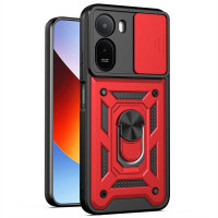 Хибриден гръб със стойка и слайдър за камера за Xiaomi Redmi A7 Pro - червен