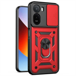 Хибриден гръб със стойка и слайдър за камера за Xiaomi Redmi A7 Pro - червен
