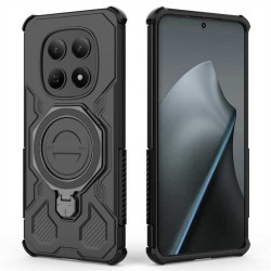 Хибриден гръб с кръгла метална стойка за Xiaomi Redmi Note 15 4G - черен