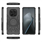Хибриден гръб с кръгла метална стойка за Xiaomi Redmi Note 15 4G - черен - 1