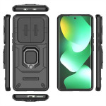 Хибриден гръб със стойка и слайдър за камера за Xiaomi Redmi Note 15 4G - черен - 1