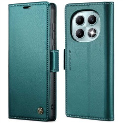 Кожен калъф страничен flip марка CASEME за Xiaomi Redmi Note 15 4G/5G – тюркоазен
