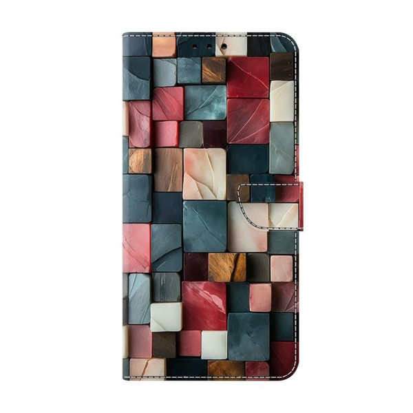 Кожен калъф тип портмоне за Xiaomi Redmi Note 15 Pro 5G - шарени квадрати Кожен калъф тип портмоне за Xiaomi Redmi Note 15 Pro 5G - шарени квадрати