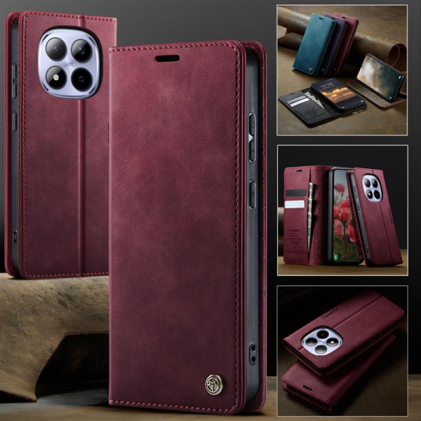 Кожен калъф страничен flip марка CASEME за Xiaomi Redmi Note 15 Pro 5G – винено червен Кожен калъф страничен flip марка CASEME за Xiaomi Redmi Note 15 Pro 5G – винено червен